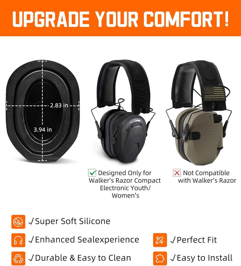 PROHEAR Upgraded Gel Ear Pads for Walker's Razor Compact Electronic Youth Women's Muffs, Comfortable and Soft Replacement Gel Ear Cups with Sealed Bottom Shell - Image 2